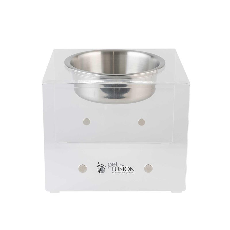 PetFusion Elevated Dog & Cat Bowls, 8" x 8" x 4", Stainless Steel & Acrylic, Mix & Match, 12 Month Warranty